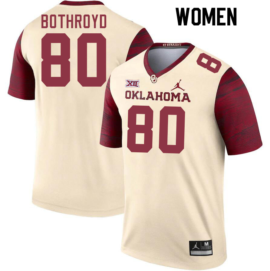 Women #80 Rondell Bothroyd Oklahoma Sooners College Football Jerseys Stitched-Cream